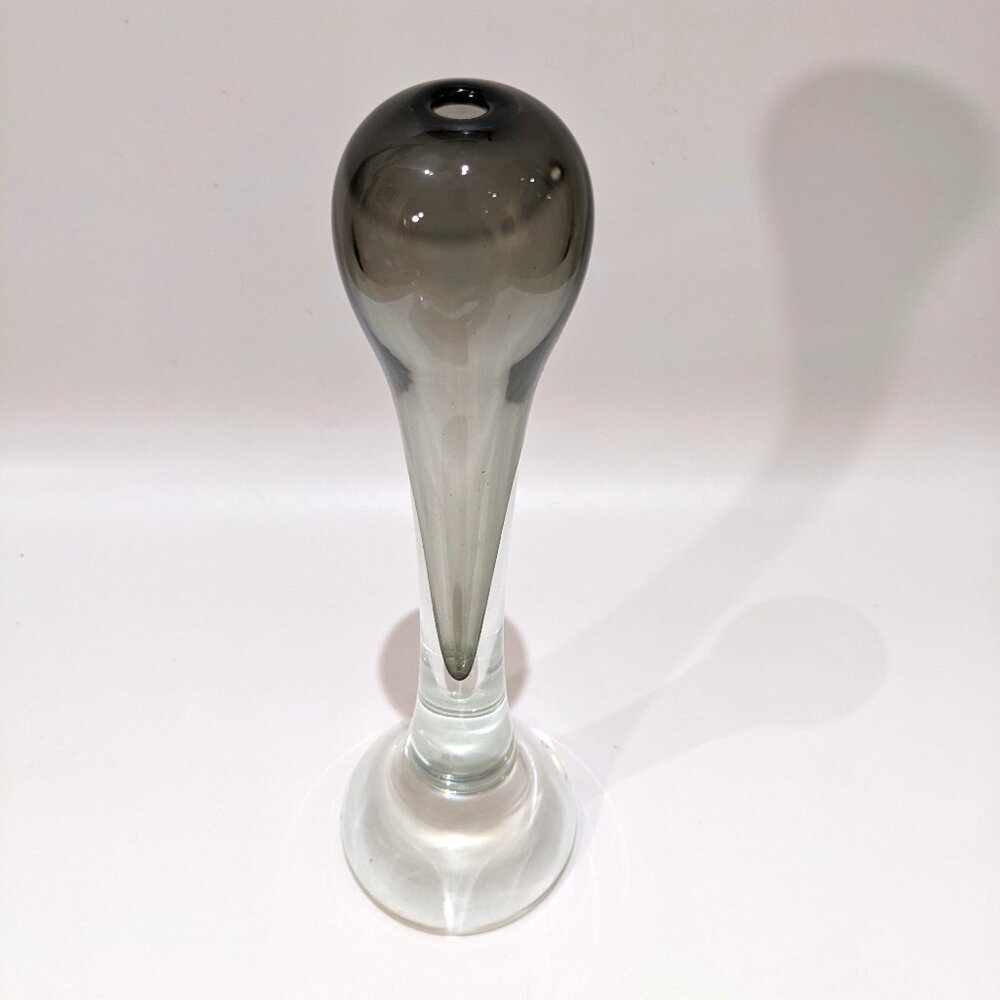 🖤 Vintage 1988 Tony Lee Smoke Glass Vase – Hand Blown Canadian Art